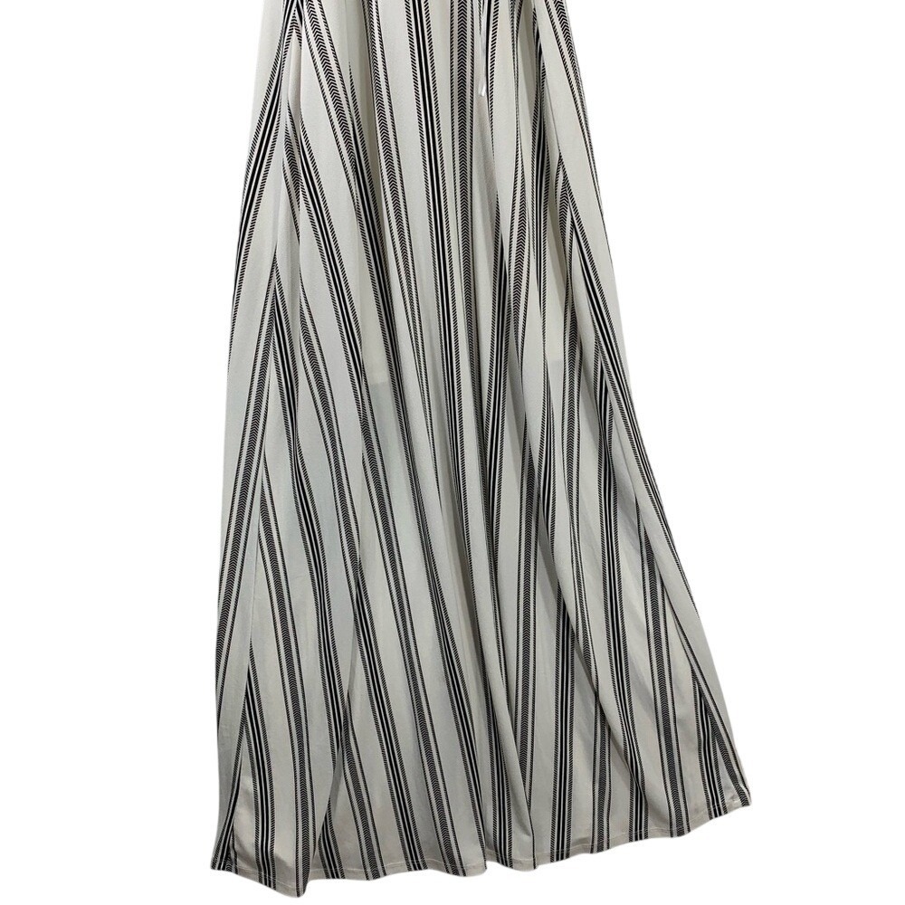 Candies Maxi Dress Womens XL White Black Striped Halter Keyhole Front Slits - Picture 6 of 8